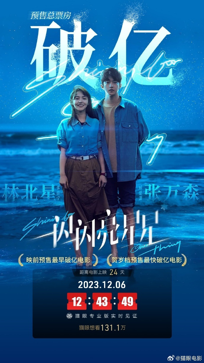 电影《一闪一闪亮星星》掀起狂热，上映前24天预售突破亿元，超越《唐人街探案3》票房纪录