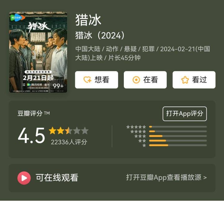 《猎冰》以4.5分成为市场黑马，影版即将上映