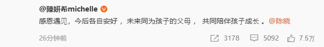 婚变一年后，陈晓陈妍希：愿各自安好 -2